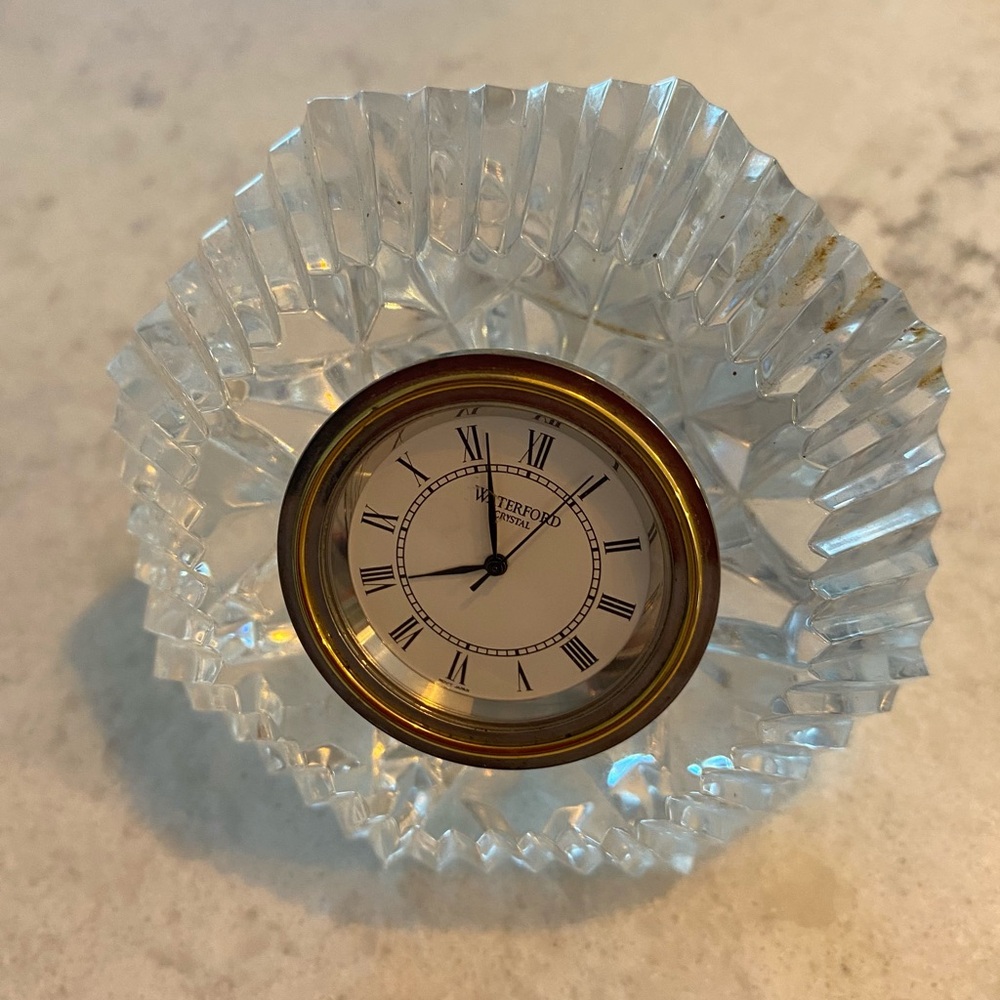 Waterford Crystal Clock with Gold Trim